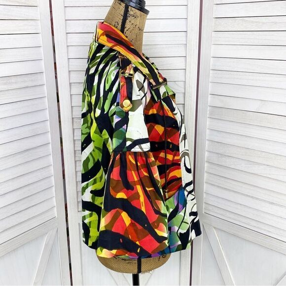 Just B Rainbow Tiger Stripe Flared 3/4 Sleeve Jacket Medium - Picture 3 of 13